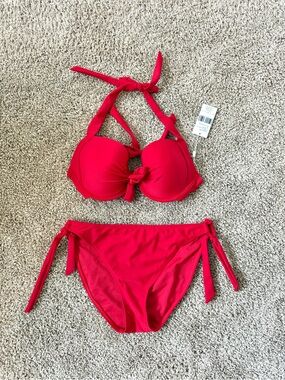 Collalyes Red Swim Top - Bold Solid Bikini Piece